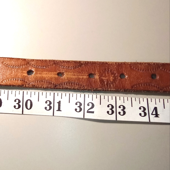 Vintage Hand Crafted Tan Western Tooled Leather Name "Mary" Women's Belt Size 32 - Picture 13 of 13